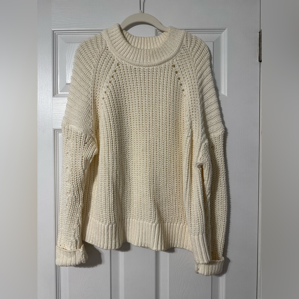 Chunky knitted cream sweater